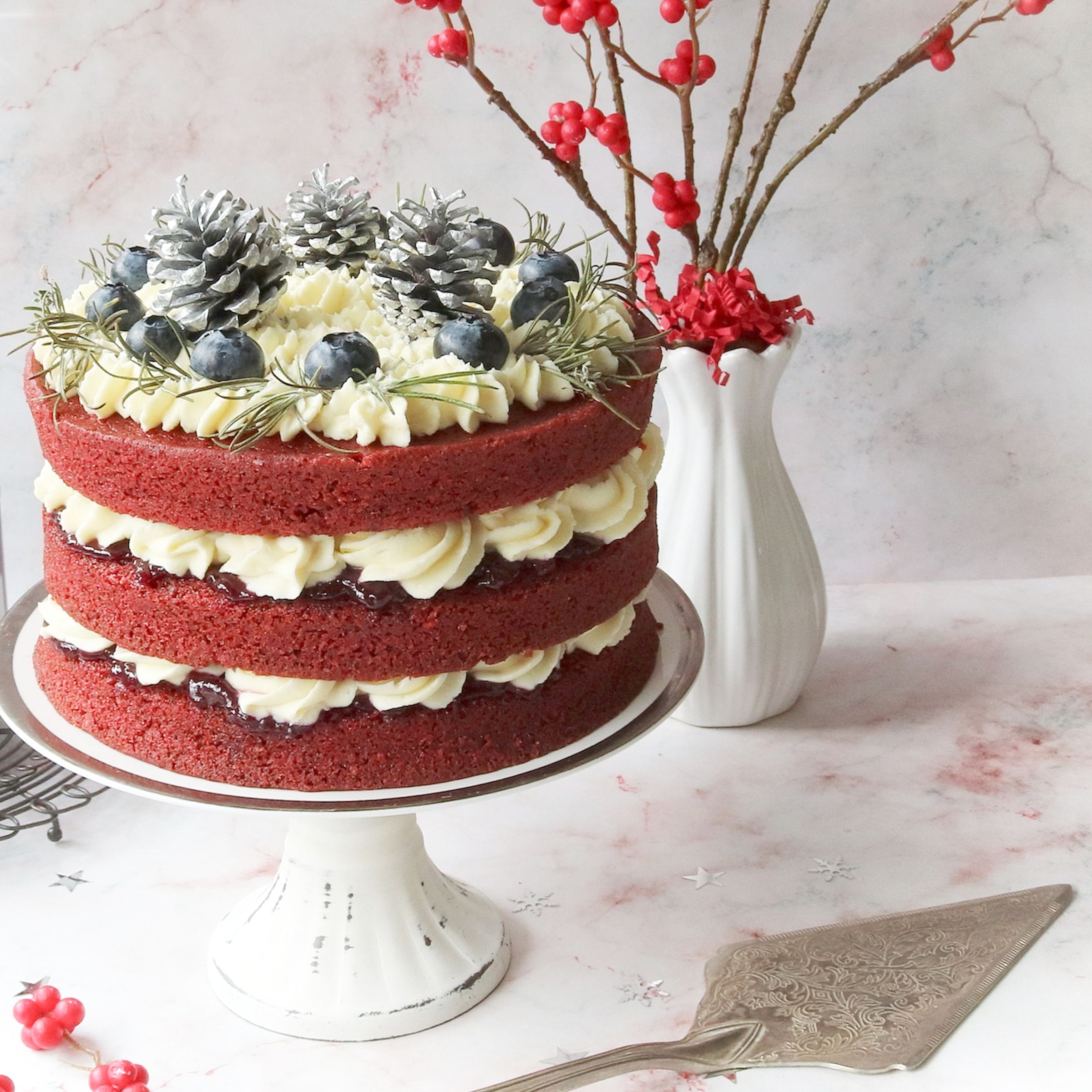 Celebration cake with edible flowers